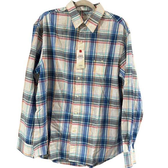 IZOD Saltwater Dockside Chambray Button Down Shirt Large - Picture 2 of 10